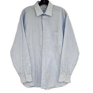 Van Heusen Originals Regular Fit Light Blue Plaid Button Up Dress Shirt Large